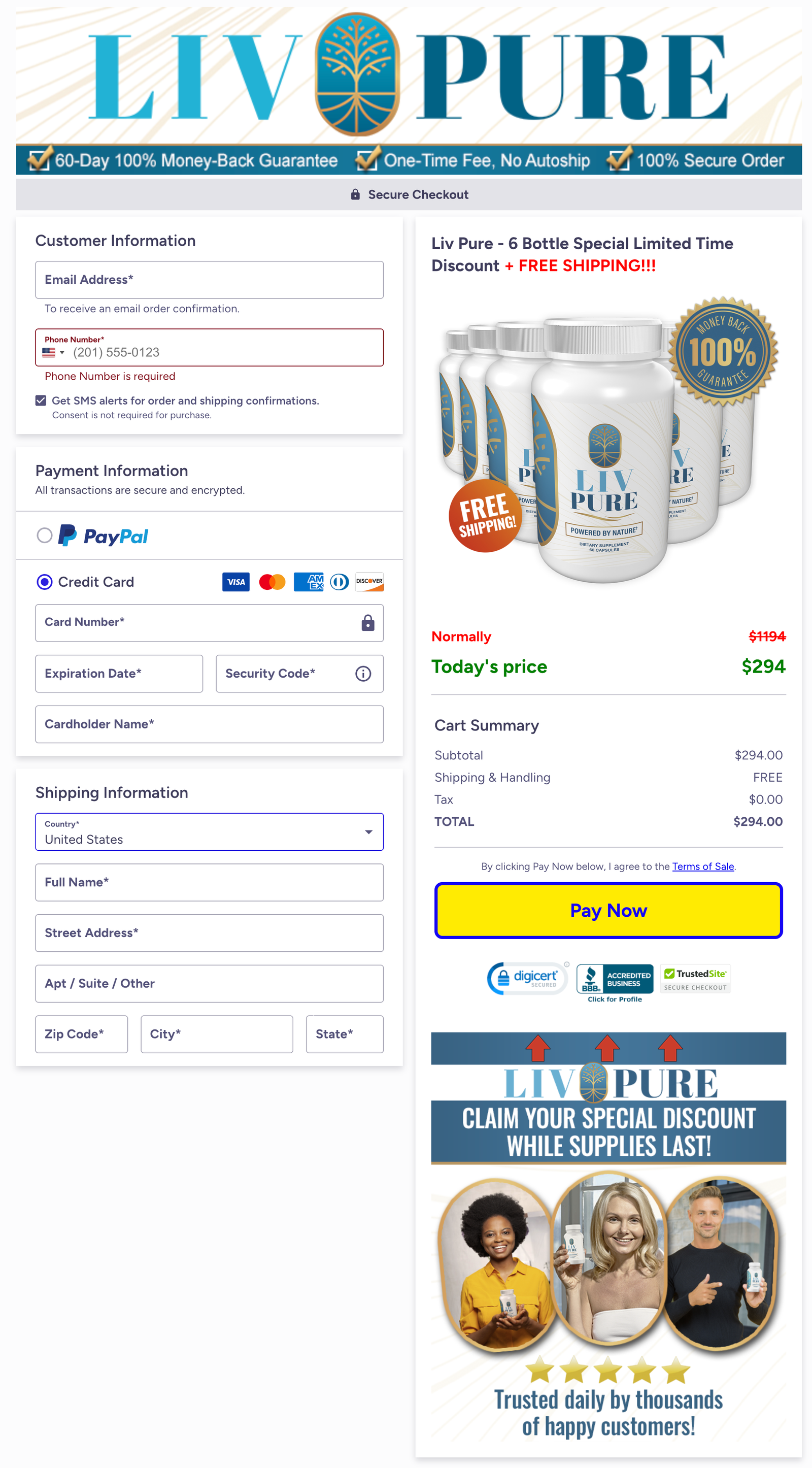 LivPure Official Website Secure Order Page